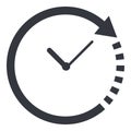 Vector Single Black Silhouette Icon - Clock with Arrow Circling Around Royalty Free Stock Photo