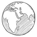Vector Single Black Sketch Globe Illustration Royalty Free Stock Photo