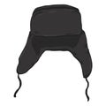 Vector Single Cartoon Ear Flapped Hat. Russian Style Headwear.