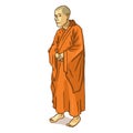 Vector Single Cartoon Buddhist Monk