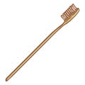Vector Single Cartoon Color Illustration - Brown Wooden Toothbrush