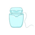 Vector Single Cartoon Color Illustration - Dental Floss in Blank Blue Case.