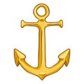 Vector Single Cartoon Color Illustration - Golden Marine Boat Anchor