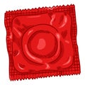 Vector Single Cartoon Condom in Red Package