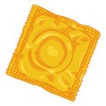 Vector Single Cartoon Condom in Yellow Package