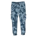 Vector Single Cartoon Illustration - Blue Camouflage Cargo Pants