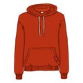 Vector Single Cartoon Illustration - Red Hoodie Sweatshirt