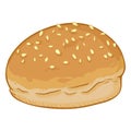 Vector Single Cartoon Illustration - Wheat Bun with Sesame Seeds