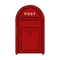 Vector Single Cartoon Red Street Postbox.