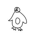 Vector single eco penguin. Ecological illustration doodle black line Royalty Free Stock Photo