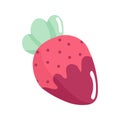 Vector single image of strawberry in chocolate, in hand draw style. Clipart isolated on white background.