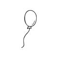 Vector single isolated balloon clipart in doodle style.