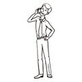 Vector Single Line Art Business Character.