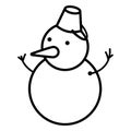 Vector Single Outline Icon - Snowman Royalty Free Stock Photo