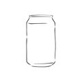 Vector Single Sketch Blank Beer Can on Isolated Royalty Free Stock Photo