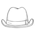 Vector Single Sketch Classic Homburg Hat Royalty Free Stock Photo