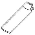 Vector Single Sketch Disposable Lighter Royalty Free Stock Photo