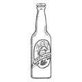 Vector Sketch Glass Bottle of Premium Beer