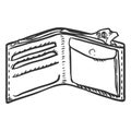 Vector Single Sketch Open Wallet