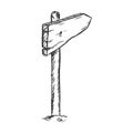 Vector Single Sketch Signpost Royalty Free Stock Photo