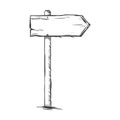 Vector Single Sketch Signpost Royalty Free Stock Photo