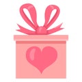 Vector Single Valentine Days Giftbox Icon with Heart Sign Royalty Free Stock Photo