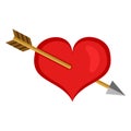 Vector Single Valentine Icon - Heart Pierced with an Arrow Royalty Free Stock Photo