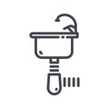 Vector sink with faucet and siphon line icon isolated