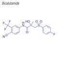 Vector Skeletal formula of Bicalutamide. Drug chemical molecule