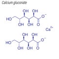 Vector Skeletal formula of Calcium gluconate. Drug chemical molecule