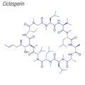 Vector Skeletal formula of Ciclosporin. Drug chemical molecule