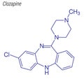 Vector Skeletal formula of Clozapine. Drug chemical molecule