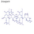 Vector Skeletal formula of Enoxaparin. Drug chemical molecule Royalty Free Stock Photo