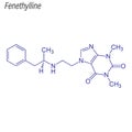 Vector Skeletal formula of Fenethylline. Drug chemical molecule