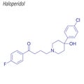 Vector Skeletal formula of Haloperidol. Drug chemical molecule