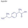 Vector Skeletal formula of Ibuprofen. Drug chemical molecule