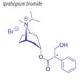 Vector Skeletal formula of Ipratropium bromide. Drug chemical mo Royalty Free Stock Photo