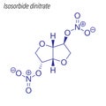 Vector Skeletal formula of Isosorbide dinitrate. Drug chemical m