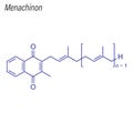 Vector Skeletal formula of Menaquinone. Vitamin K2 chemical mole