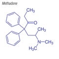 Vector Skeletal formula of Methadone. Drug chemical molecule