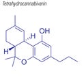 Vector Skeletal formula of Tetrahydrocannabivarin. Drug chemical Royalty Free Stock Photo