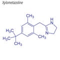 Vector Skeletal formula of Xylometazoline. Drug chemical molecul