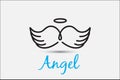 Angel wings minimalistic symbol logo