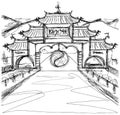 Vector Sketch background with china Royalty Free Stock Photo
