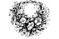 Vector sketch of a beautiful wreath of poppies