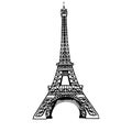 Vector sketch black Eifel Tower hand drawn landmark symbol of Paris, France. Great for french invitations, greeting