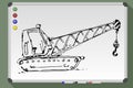 Vector Sketch Building Tower Crane