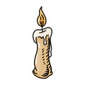 Vector sketch burning candle. Hand drawn icon. Isolate on a white background