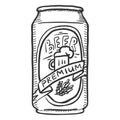 Vector Sketch Can of Premium Beer