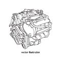 Vector sketch of car engine